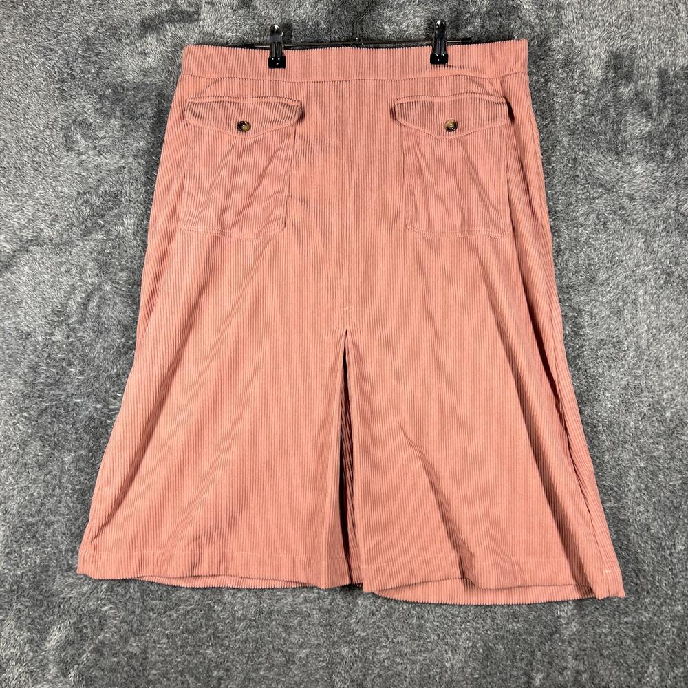 Halara Skirt Womens XL Pink A-Line Midi Pull On Elastic Waist Corduroy Pockets